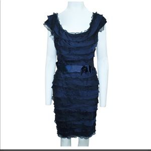 Tadashi Shoji silk dress black 6 whimsy fairy